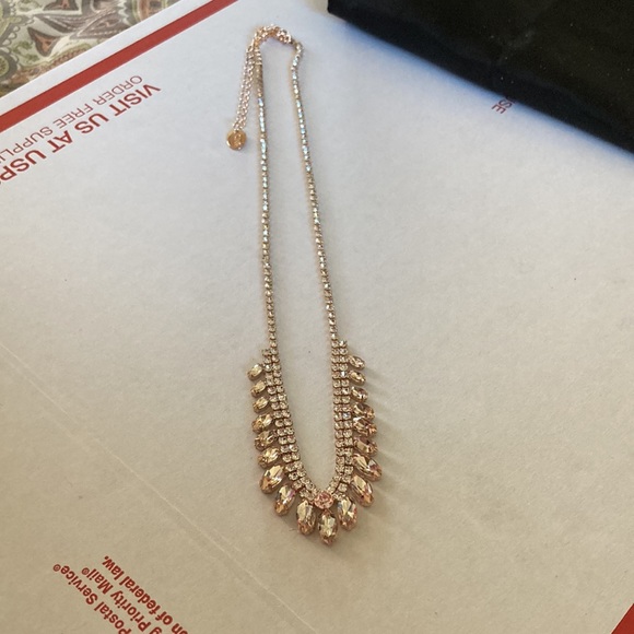 New! Icing brand Morganite Crystal Marquise Shaped Stone Tennis Chevron necklace - Picture 3 of 5